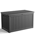 KFY 280 Gallon Waterproof Outdoor Storage Box, UV Resistant Resin Deck Box with Hydraulic Rod for Reinforced Stability, Perfect for Patio, Garden, and Pool（Black，280 Gallon）