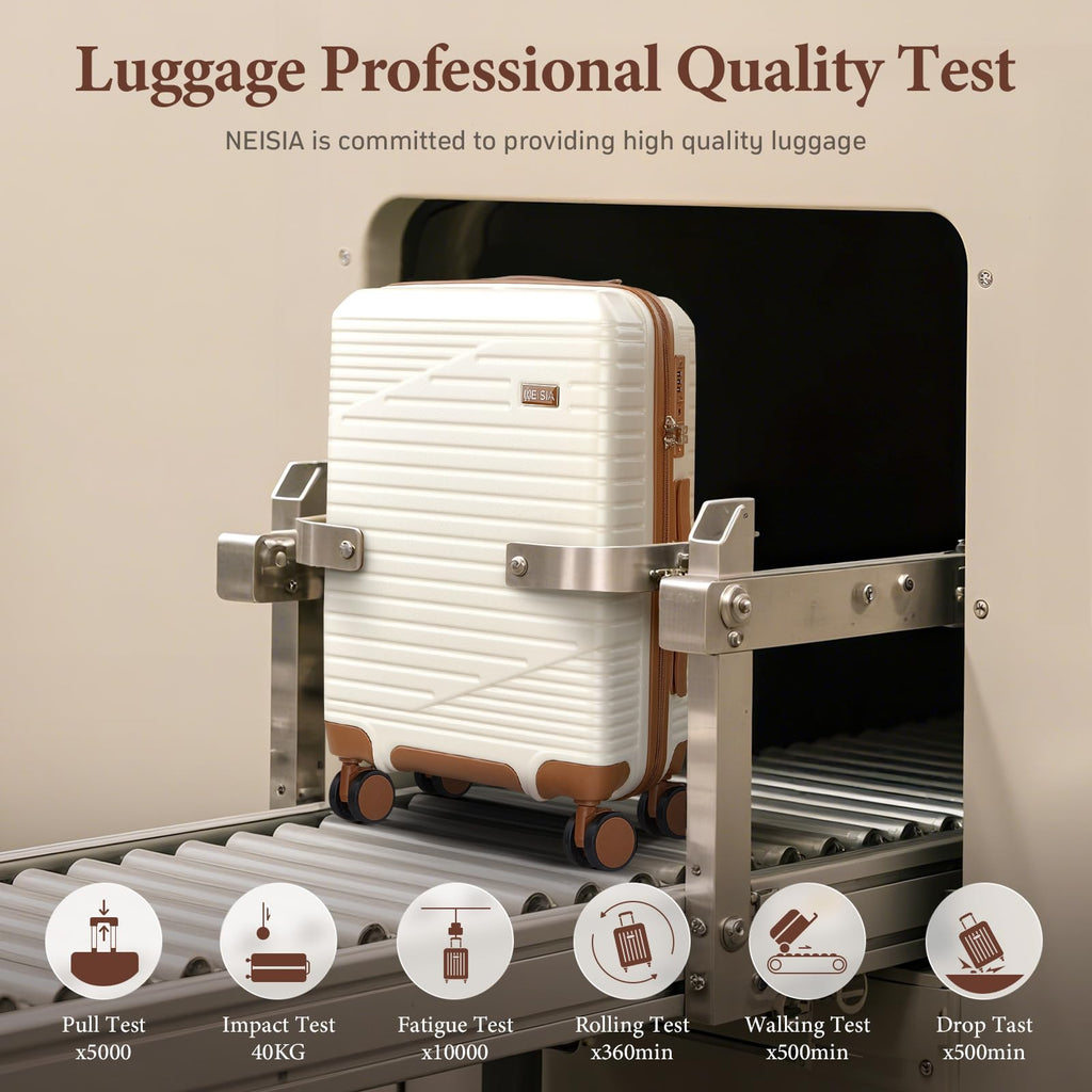 NEISIA Luggage Sets,PC+ABS Hard Shell Carry on Suitcase with Spinner Wheels and TSA Lock, Travel Lightweight Luggage Set with Spinner Wheels (Black, 6 piece sets （14/20/24/28/DB/TB)