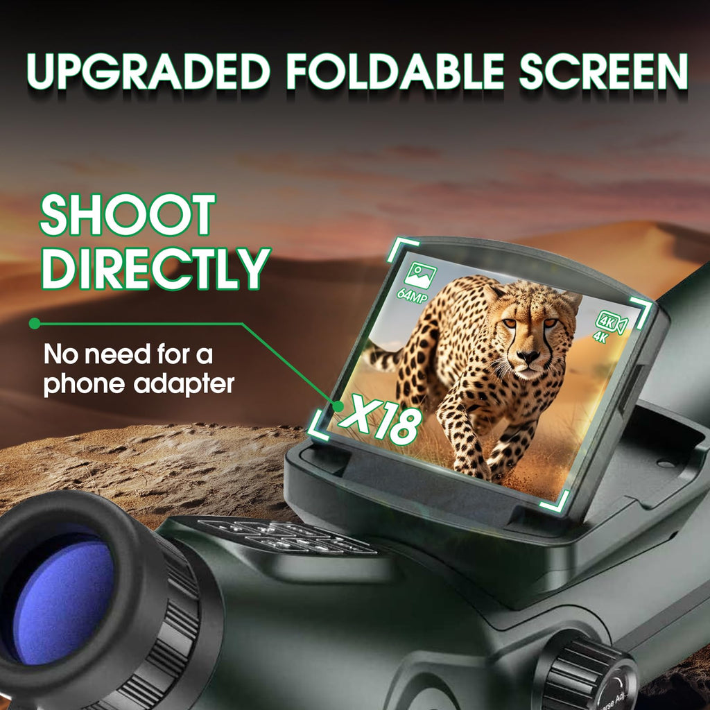 Digital Spotting Scope with Screen Portable Auto-Focus Electronic 4K Smart Telescope with Tripod 32GB SD Card and Carrying Bag for Stargazing Bird Watching, Wildlife Viewing Hunting Green