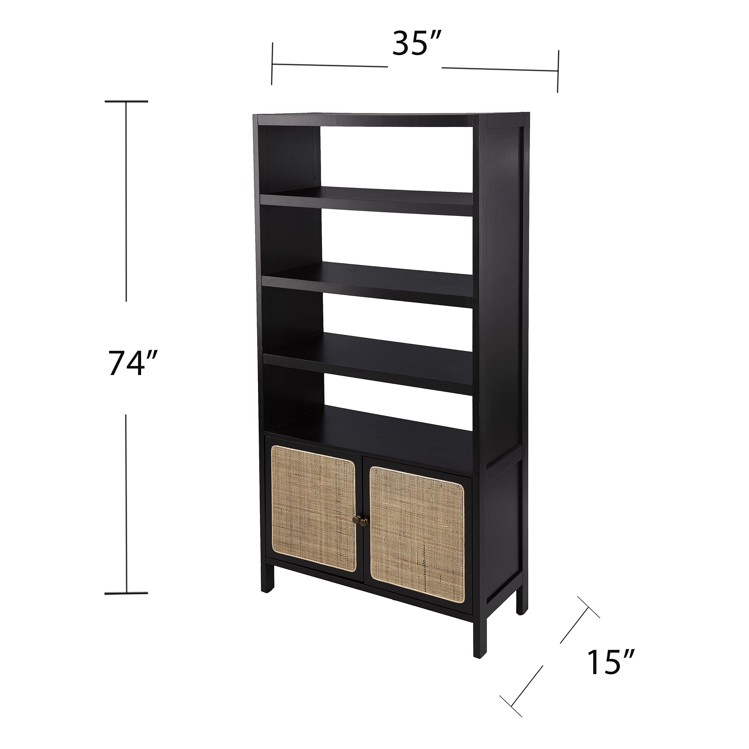 SEI Furniture Carondale Bookcase/Storage Shelf, Black and Gold
