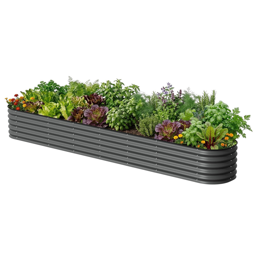 Vego garden 17" Tall 2' x 12' Giant Modular Metal Raised Garden Bed Kit, Large Metal Planter Box for Vegetables, Flowers, Herbs, Modern Gray