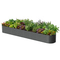 Vego garden 17" Tall 2' x 12' Giant Modular Metal Raised Garden Bed Kit, Large Metal Planter Box for Vegetables, Flowers, Herbs, Modern Gray