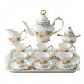 22 Piece Bone China Tea and Coffee Set, Tea Cups And Saucers for 6, with Tray,Teapot, Spoons, Sugar Bowl Chamber of Golden Cicadas For Tea Party, Household, Wedding Gift, Housewarming, Birthday Gift