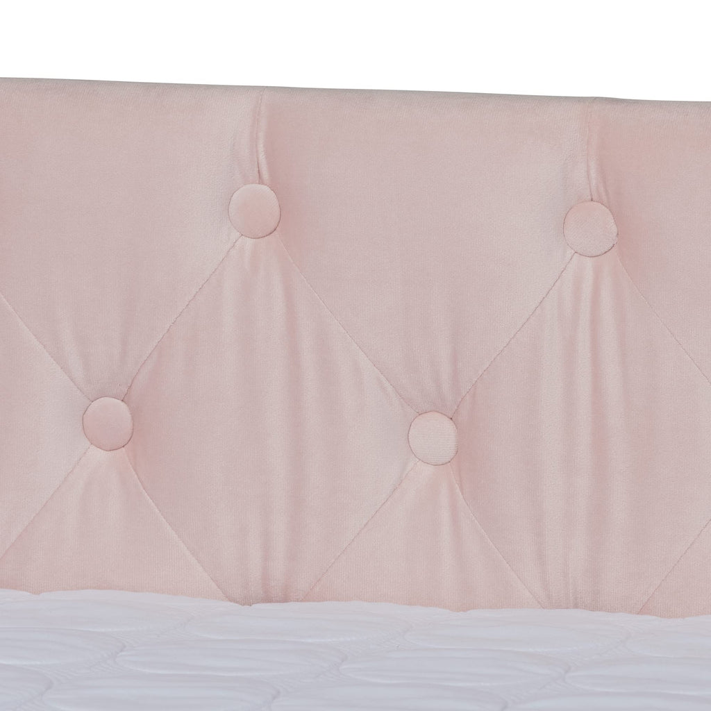 Baxton Studio Raphael Modern and Contemporary Pink Velvet Fabric Upholstered Full Size Daybed with Trundle