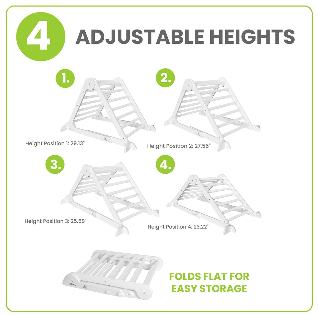 Little Partners Learn 'N Climb Foldable Wooden Climbing Triangle, Wood Climbing Gym for Toddlers, Triangle Climber for Skill-Building and Active Play, Soft White