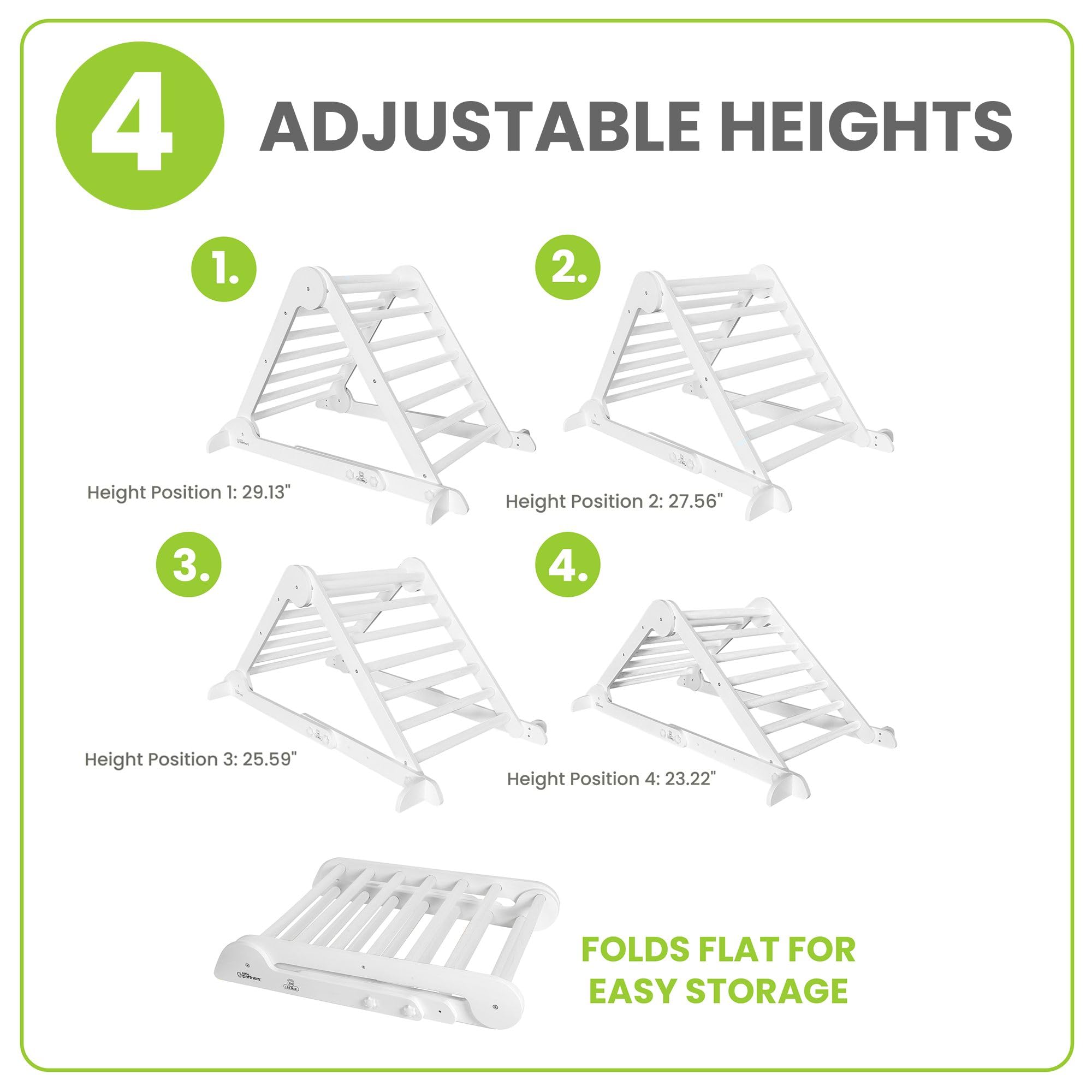 Little Partners Learn 'N Climb Foldable Wooden Climbing Triangle, Wood Climbing Gym for Toddlers, Triangle Climber for Skill-Building and Active Play, Soft White