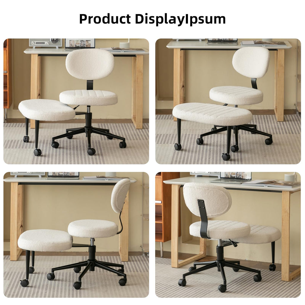 Ergonomic Cross Legged Office Chair with Back Support, Multi-Position Swivel Desk Chair for Adults, Meditation and ADHD Fidget Work Chair with Rolling Base, White