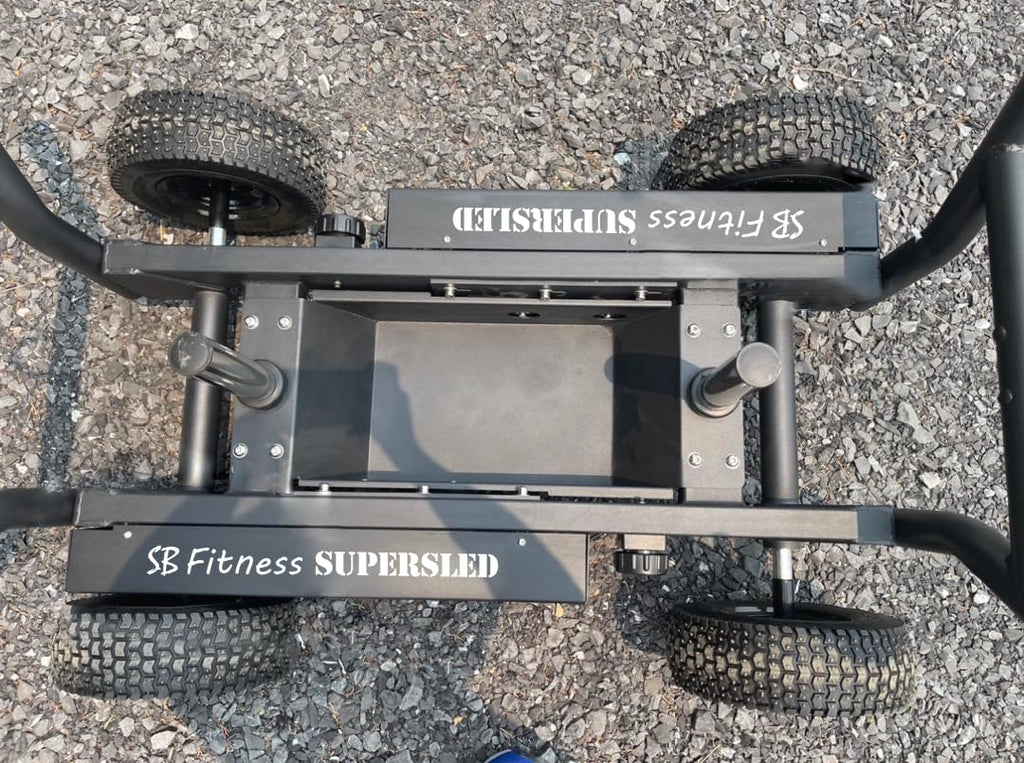 SuperSled with 8 levels of resistance for indoor or outdoor use, cardio and strength training, weight horns included