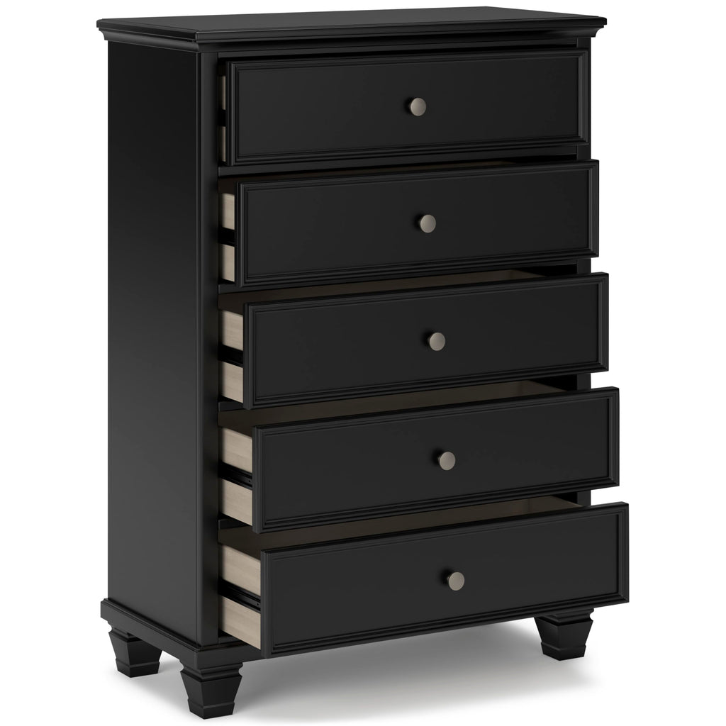 Signature Design by Ashley Lanolee Traditional 5 Drawer Chest for Bedroom, Black