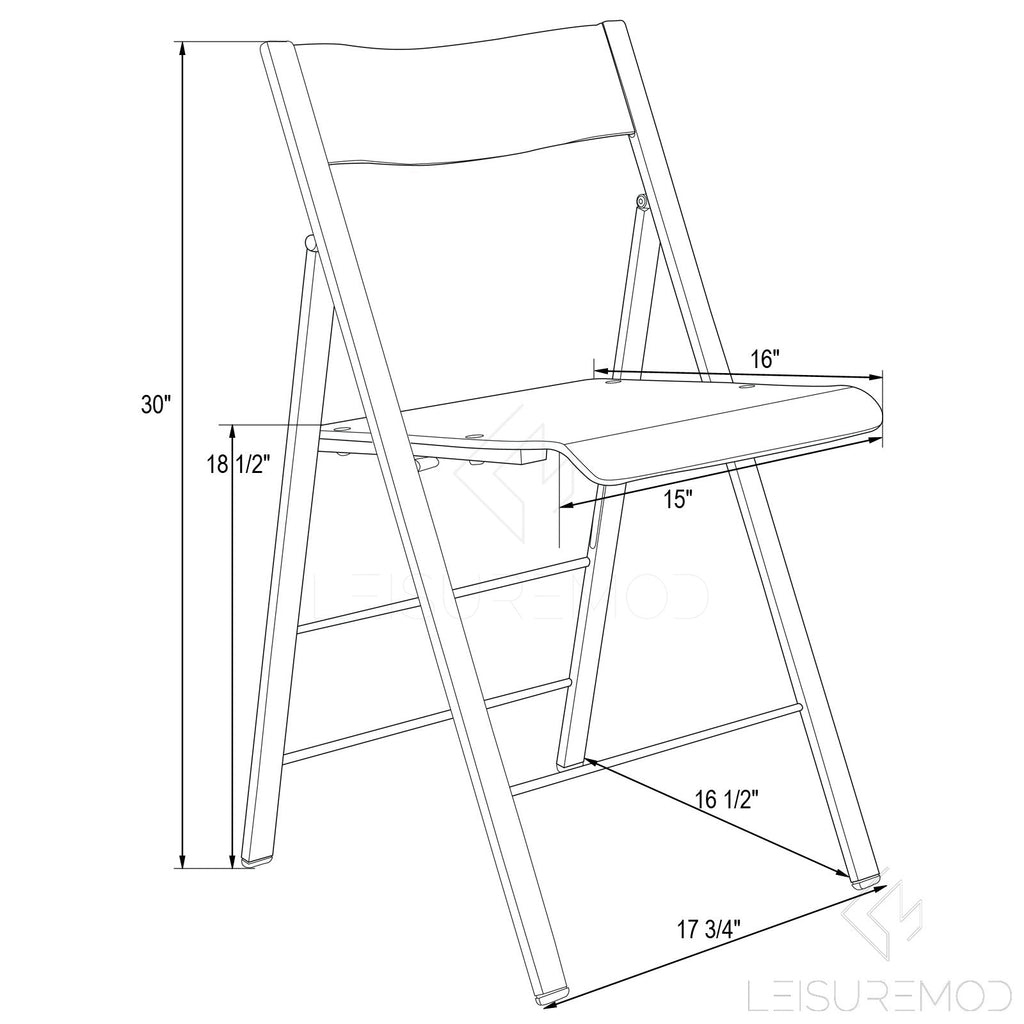 LeisureMod Transparent Acrylic Folding Chair, Lightweight Iron Chrome Base, Comfortable Clear Desk Chair, No Assembly Needed (Set of 2) in Clear