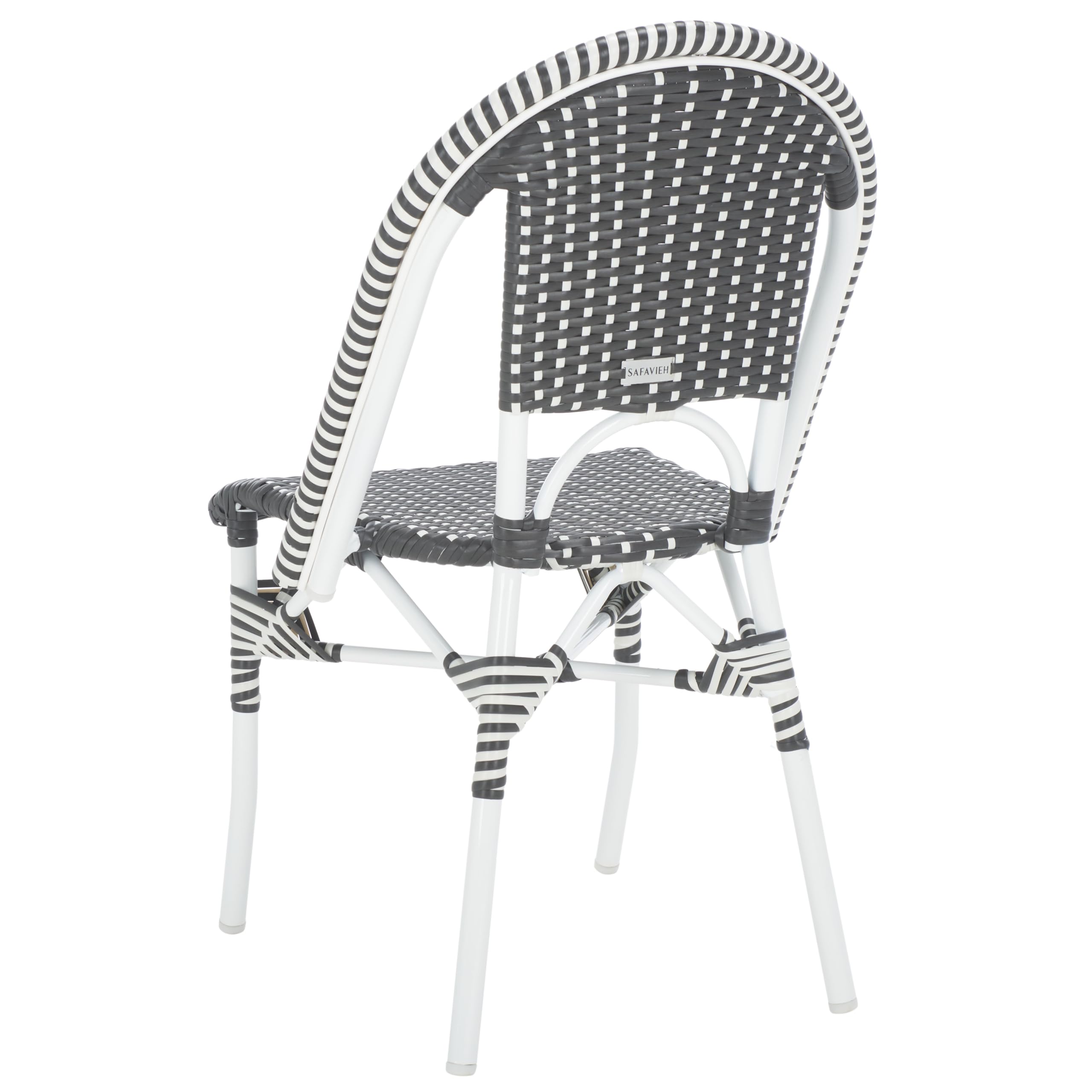 SAFAVIEH Outdoor - Torino Bistro Chair Set of 2 - Grey & White - Faux Wicker & Aluminum Frame - Bistro Side Chair Design - Ideal for Patio, Deck, Sunroom, Dining Area, 18" Seat Height (PAT7550E-SET2)