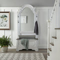 Liberty Furniture Magnolia Manor 2 Piece Hall Tree Set with Arched Mirror & Lift Top Bench European Traditional - Antique White & Weathered Bark