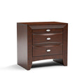 Furniture of America Darius Solid Wood Nightstand with 3 Drawers and Oval Nickel Pulls, Large Bedside Table, Wooden Night Stand for Bedroom, Guest Room, Dorm, Dark Cherry