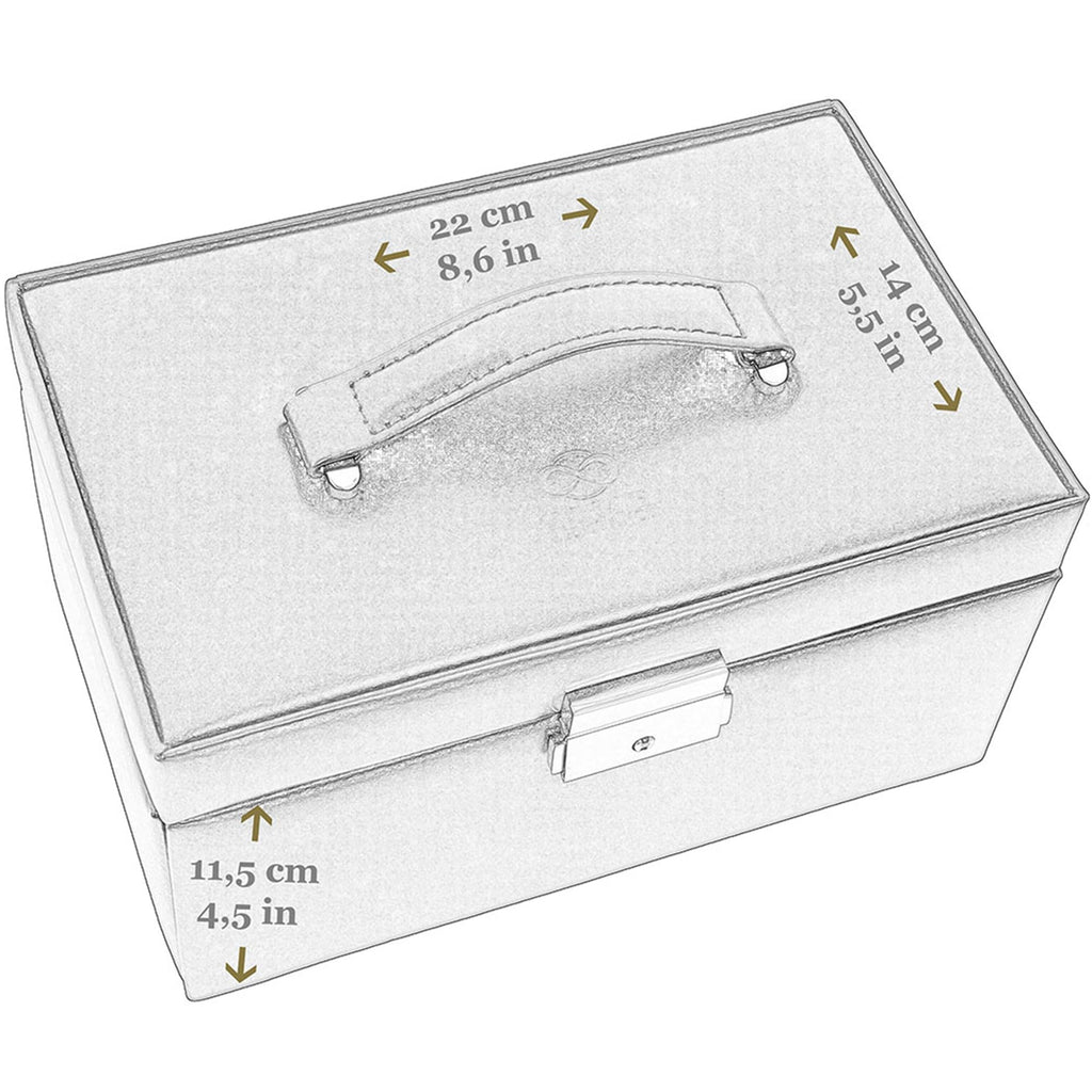 Time Resistance Jewelry Box - Full Grain Leather Jewellery Organizer - Accessories Storage - Key Lock Box for Women (Cognac Brown)