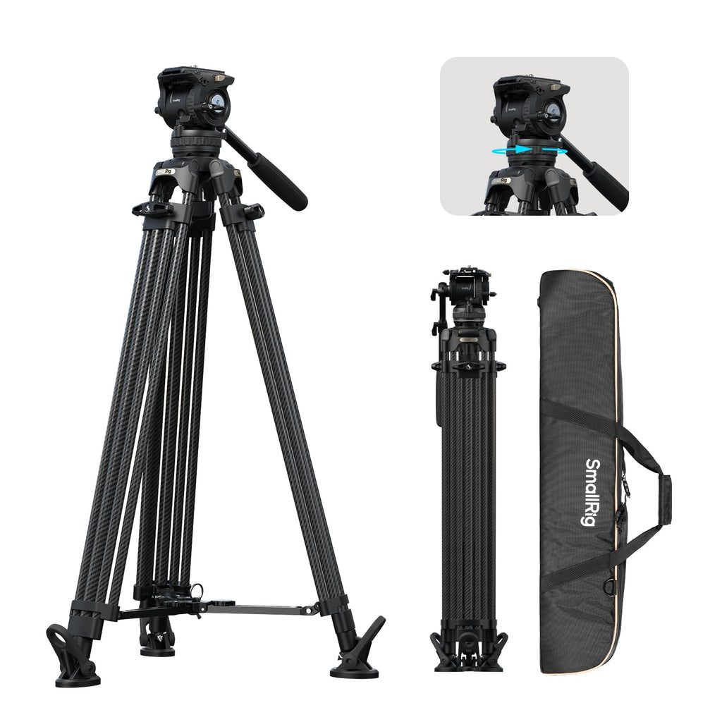 SmallRig 84''/214cm FreeSpeed Carbon Fiber Counterbalance Video Tripod, Heavy-Duty Camera Tripod with 6-Step Counterbalance, 4-Level Tilt/Pan Damping, Dual-Mode QR Plate, Max Load 22lbs - 5580
