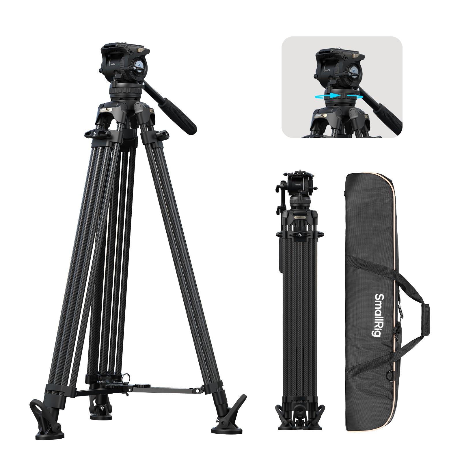 SmallRig 84''/214cm FreeSpeed Carbon Fiber Counterbalance Video Tripod, Heavy-Duty Camera Tripod with 6-Step Counterbalance, 4-Level Tilt/Pan Damping, Dual-Mode QR Plate, Max Load 22lbs - 5580