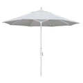 California Umbrella 9' Round Aluminum Patio Umbrella, Crank Lift, Collar Tilt, White Pole, Natural