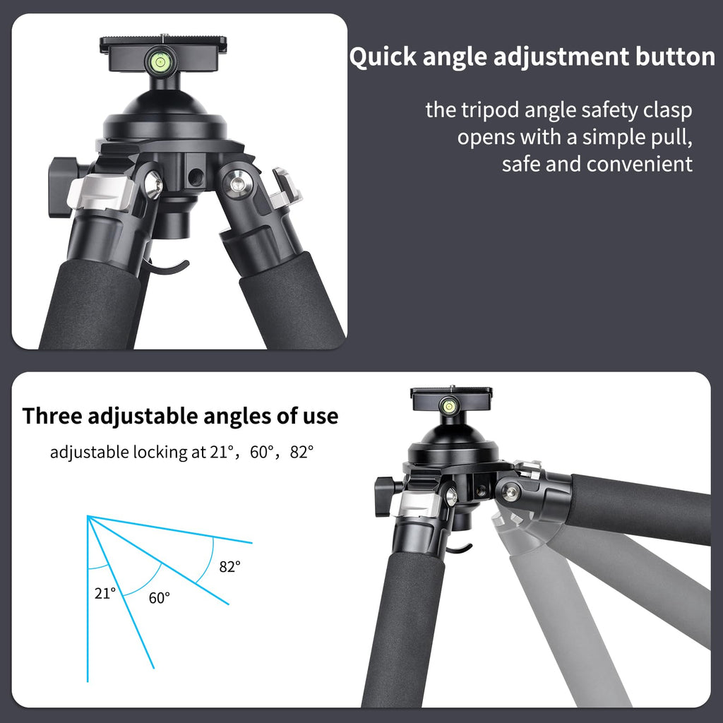 INNOREL Carbon Fiber Tripod for Hunting, 360° Large Ball Head(2.17"), with Arca Swiss Dovetail Mount, 70" Hevy Duty Stable Tripod for Photography and Outdoors, Max Load 77lb/35kg, P364C
