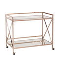 SEI Furniture - Maxton Bar Cart - Gold - Iron Metal & Mirrored Glass - Art Deco Design - Ideal for Living Rooms, Dining Rooms, Home Bars, 38.75"W x 23.3"D x 32.3"H (HZ2041)