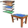 KICK Pentacle 55" 5-in-1 Multi Game Table (Brown) – Foosball, Billiards/Pool, Push Hockey, Shuffleboard & Bowling