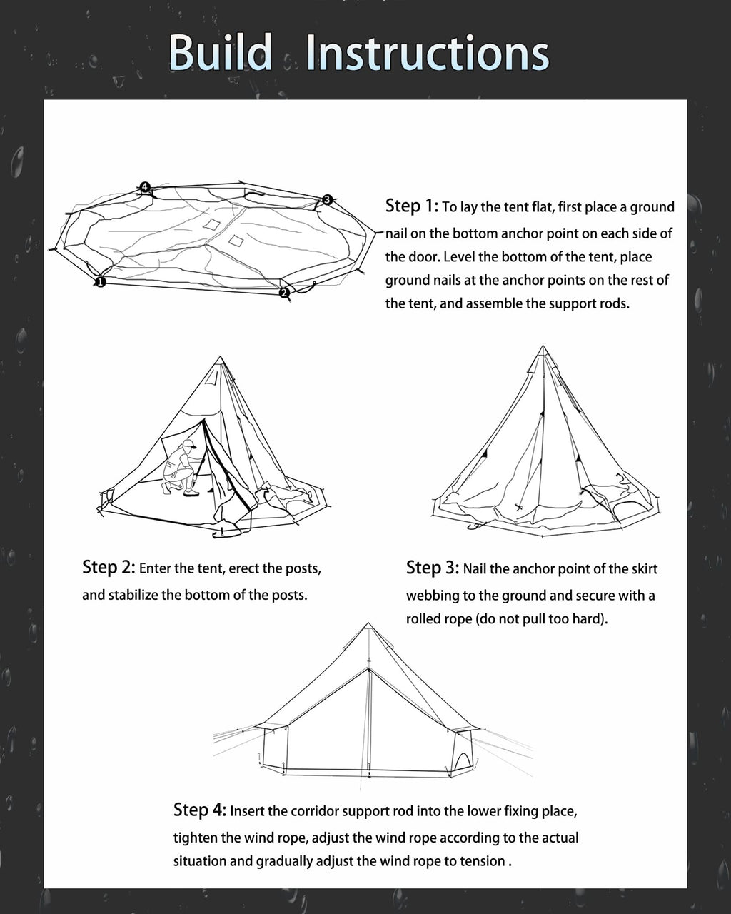 Kanggogo Canvas Tent,Bell Tent Yurt with Stove Jacks,Luxury Glamping Tent,Zipped Removable Floor for Glamping Truck Car Camping,Breathable/Windproof/Family Camping All Year Living 4/5person(Black-13')