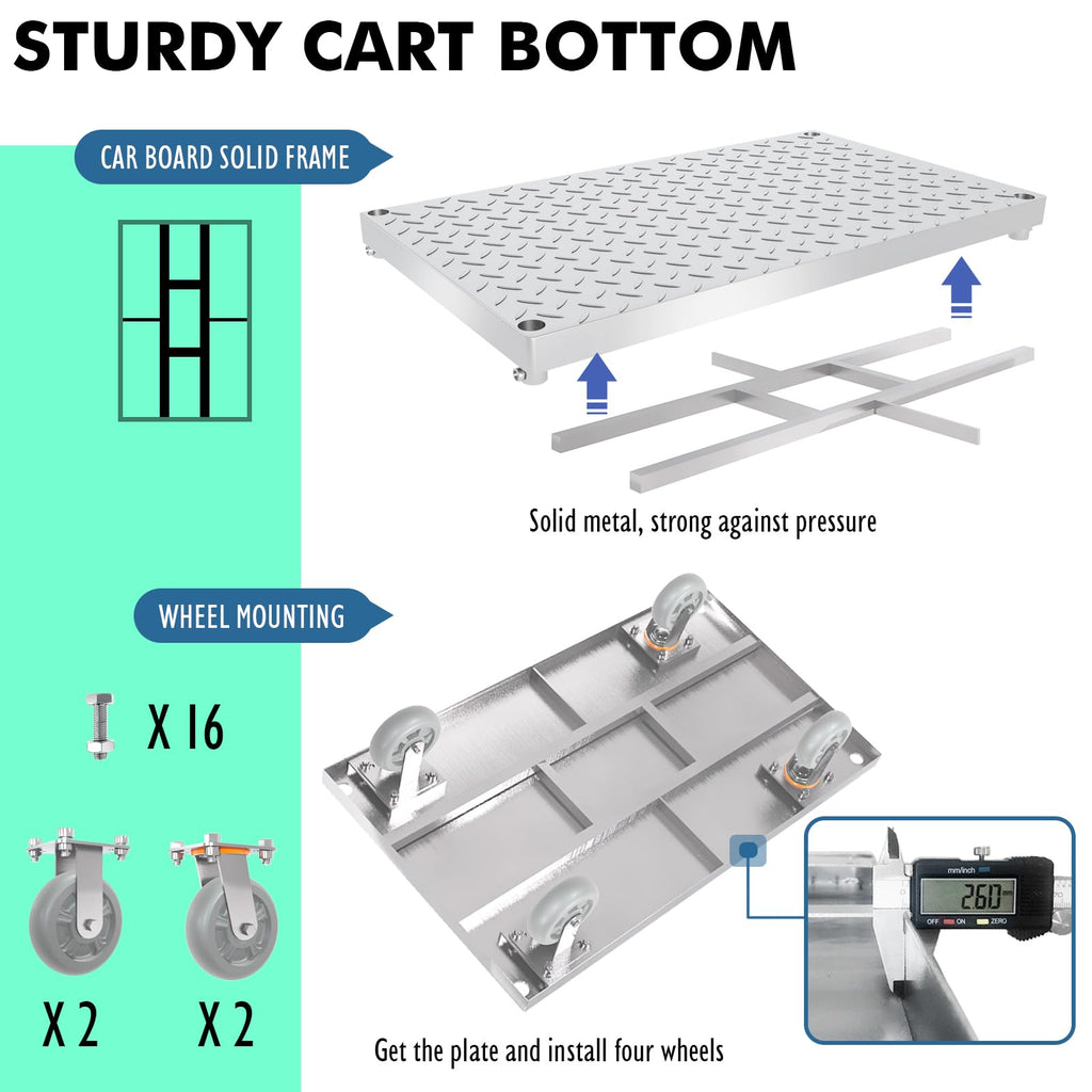4-in-1 Platform Truck Cart with Cage, Multi-Purpose Heavy Duty Steel Flatbed Cart with 2200lbs Capacity Platform Hand Truck 6" Wheels Push Cart Dolly for Groceries, Garage, Warehouse (41“L x 24" W)