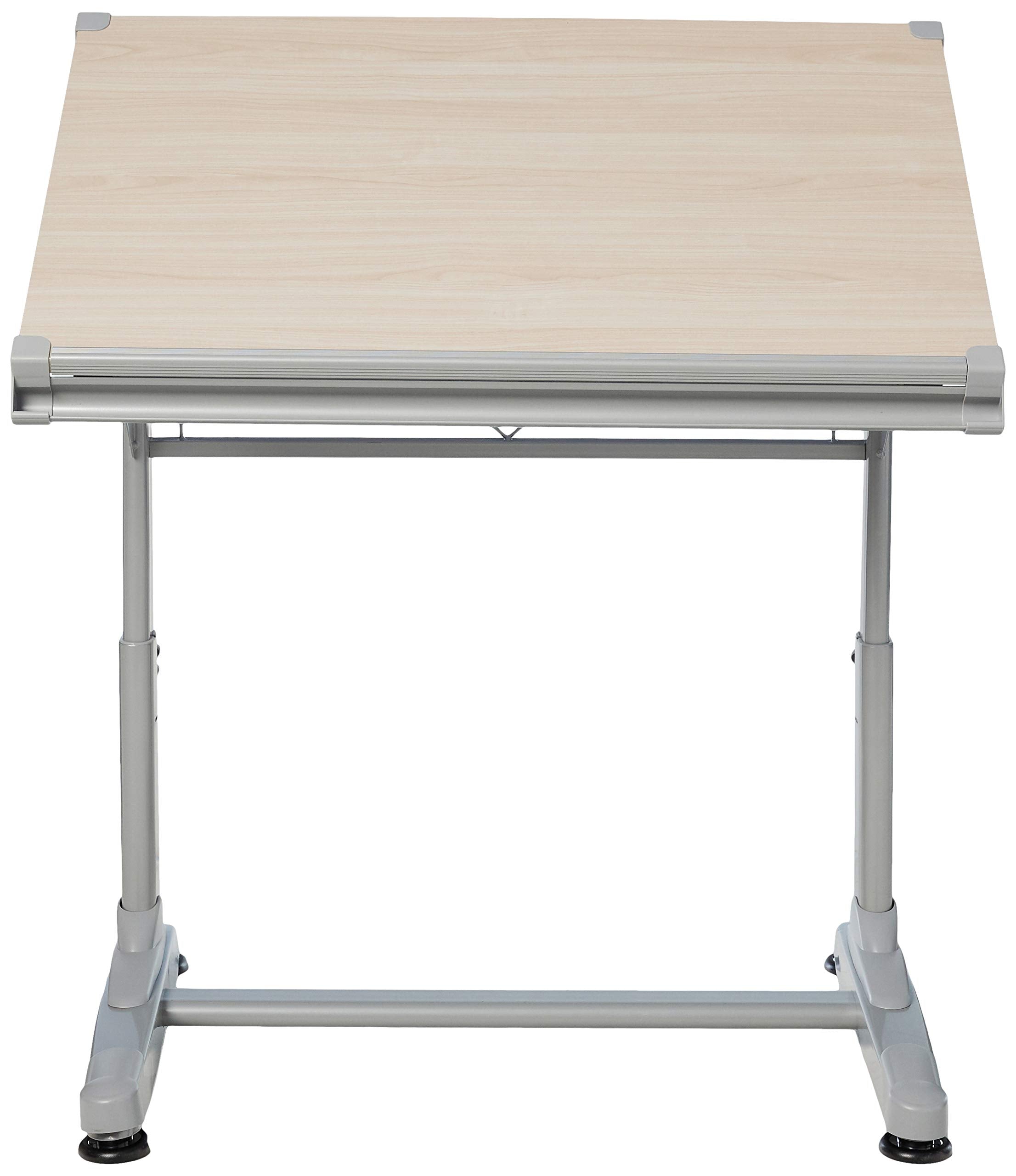 Stand Up Desk Store Adjustable Height and Angle Drafting Table Drawing Desk with Large Surface (Silver Frame/Birch Top, 40" W X 26" D)