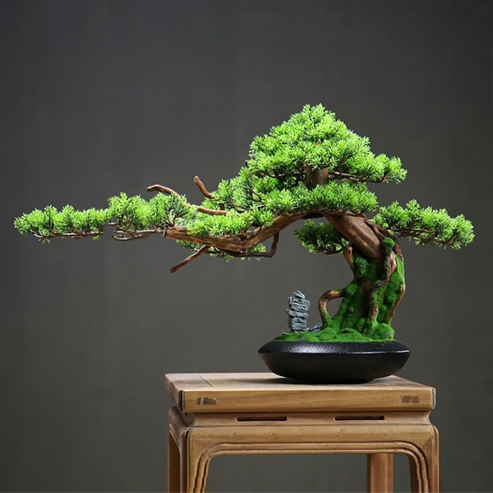 WANGHAI2024M Artificial Trees Chinese Light Luxury Simulation Tree Office Landscaping Hotel Wood Root Carving Ornaments Entrance Cabinet Decorations Artificial Bonsai