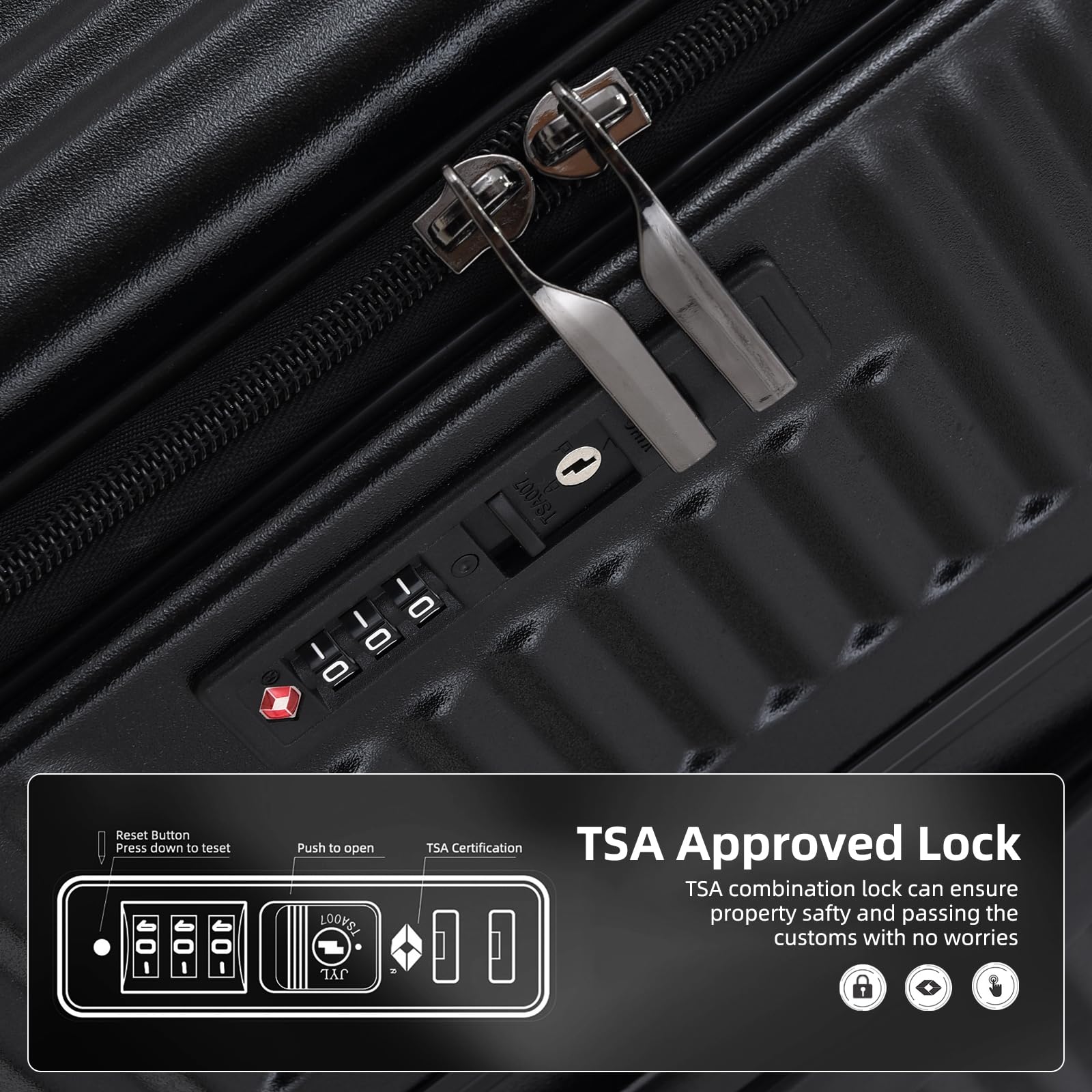 Kaleenie 2 pieces 20/29 Aluminum Frame Carry On and Checked Luggage Set with Side Opening, Lightweight Hardshell ABS+PC Trunk Suitcase with TSA Lock, 360° Universal Wheels & Adjustable Handle, Black