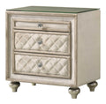 Acme Lucienne 2-Drawer Velvet Upholstered and Wood Nightstand in Beige