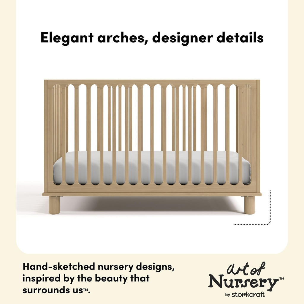 Storkcraft Sicily 3-in-1 Convertible Crib with Toddler Rail Included – GREENGUARD Gold Certified, 100% Solid Wood, Converts to Toddler Bed, Fits Standard Baby Crib Mattress (Driftwood)