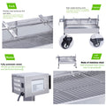 PreAsion 35 Inch BBQ Rotisserie Grill Roaster Stainless Steel Barbecue Charcoal Grill with Back Cover Automatic Rotary Pig Lamb Spit Kit 15W 110V