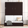 Merax Queen Size Murphy Bed Frame, Modern Wall Bed Can Be Folded into Cabinet, Chair with Cushion, Espresso