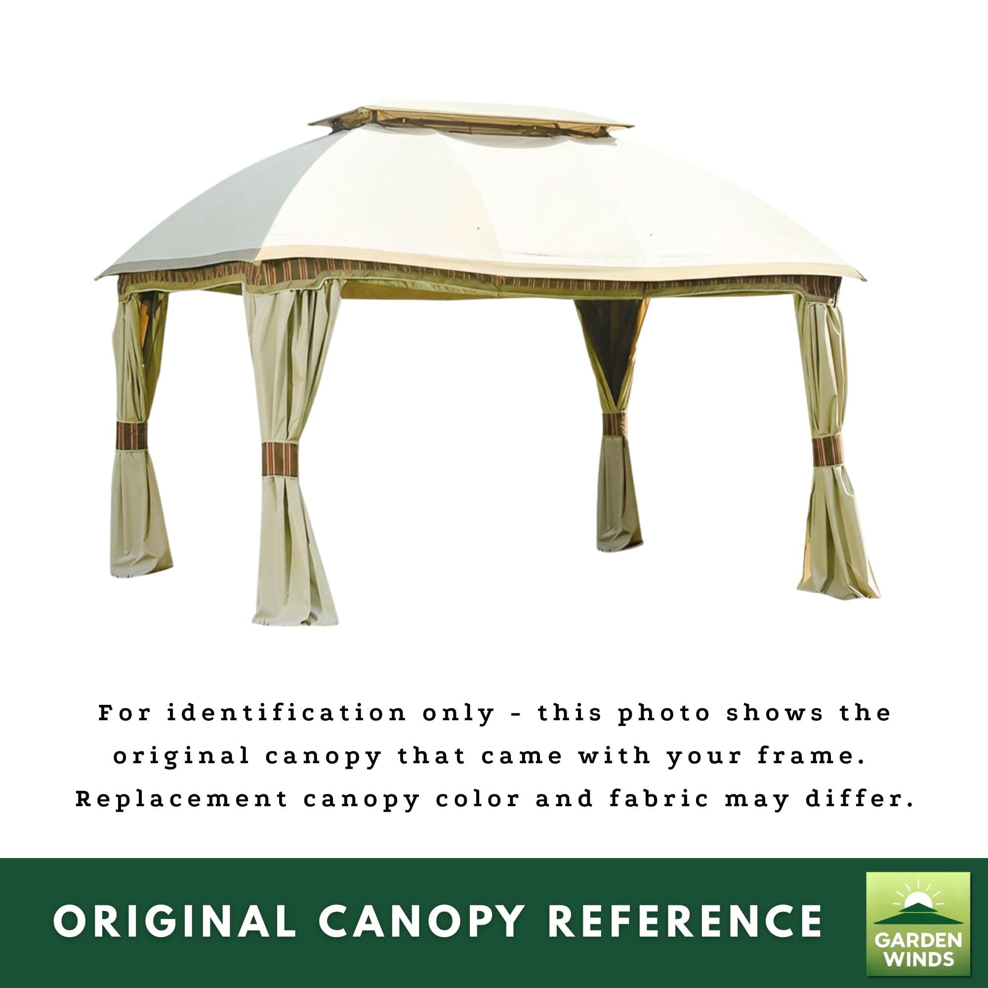 Garden Winds Reinforced RipLock 350 Replacement Canopy Top Cover Compatible with Domed 10’ x 13’ Gazebo Models L-GZ822PCO, D-GZ822PCO - True Navy