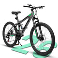 Ecarpat Full Dual Suspension 26 Inch Mountain Bike, 21-Speed Disc Brake, Front Fork Rear Shock Absorber Carbon Steel Frame Mountain Bike, Mens Womens Trail Commuter City Bicycles