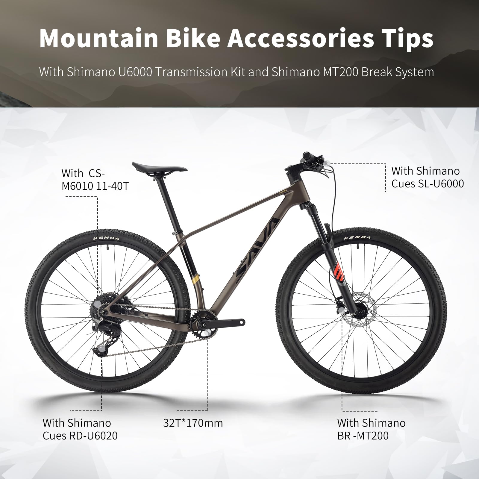 SAVADECK Carbon Fiber MTB with U6000 10 Speed Shift Groupset, Hydraulic Disc Brake with MT200 Break System (Rock Grey, 29 * 17)