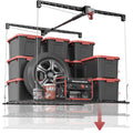 Overhead Garage Storage Rack for 12–14 FT Ceiling, Heavy-duty 4x4 FT Ceiling Storage Racks with Safety Lock, Ideal for Garage Storage Mounted Lift System and Storage Organizer, 250lbs Capacity