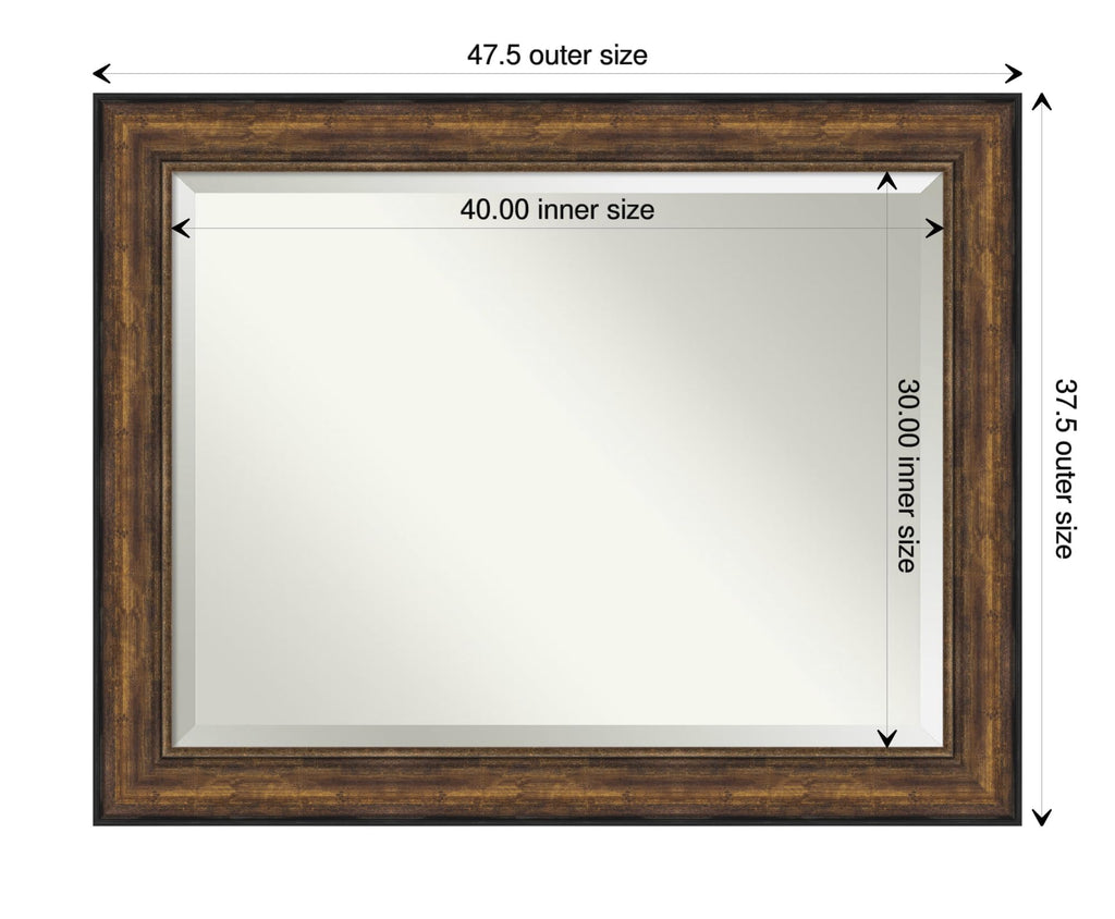 Amanti Art Bronze Wall Mirror 38x48 Ballroom Bronze Rectangle Bathroom Mirror for Wall Decor Living Room, X-Large Traditional Frame, Hangs Horizonally and Vertically, Bathroom Decor, Beveled Edge
