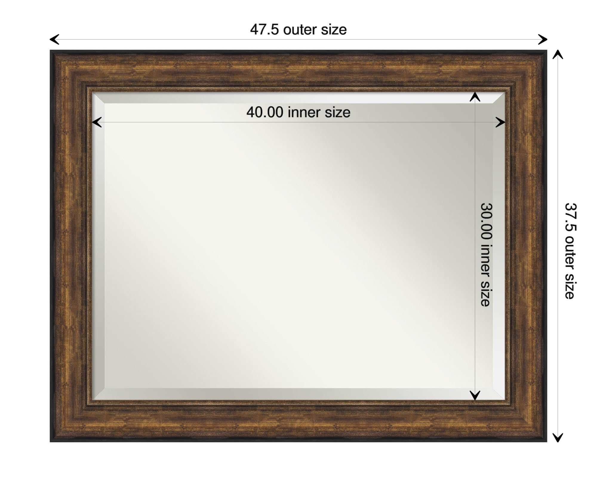 Amanti Art Bronze Wall Mirror 38x48 Ballroom Bronze Rectangle Bathroom Mirror for Wall Decor Living Room, X-Large Traditional Frame, Hangs Horizonally and Vertically, Bathroom Decor, Beveled Edge