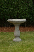 Solid Rock Stoneworks Classic Oval Concrete Birdbath – 24” Tall Outdoor Garden Accent – Heavy-Duty Handcrafted Cement Bird Bath – Weather Resistant Yard Décor – Made in USA- PreAged