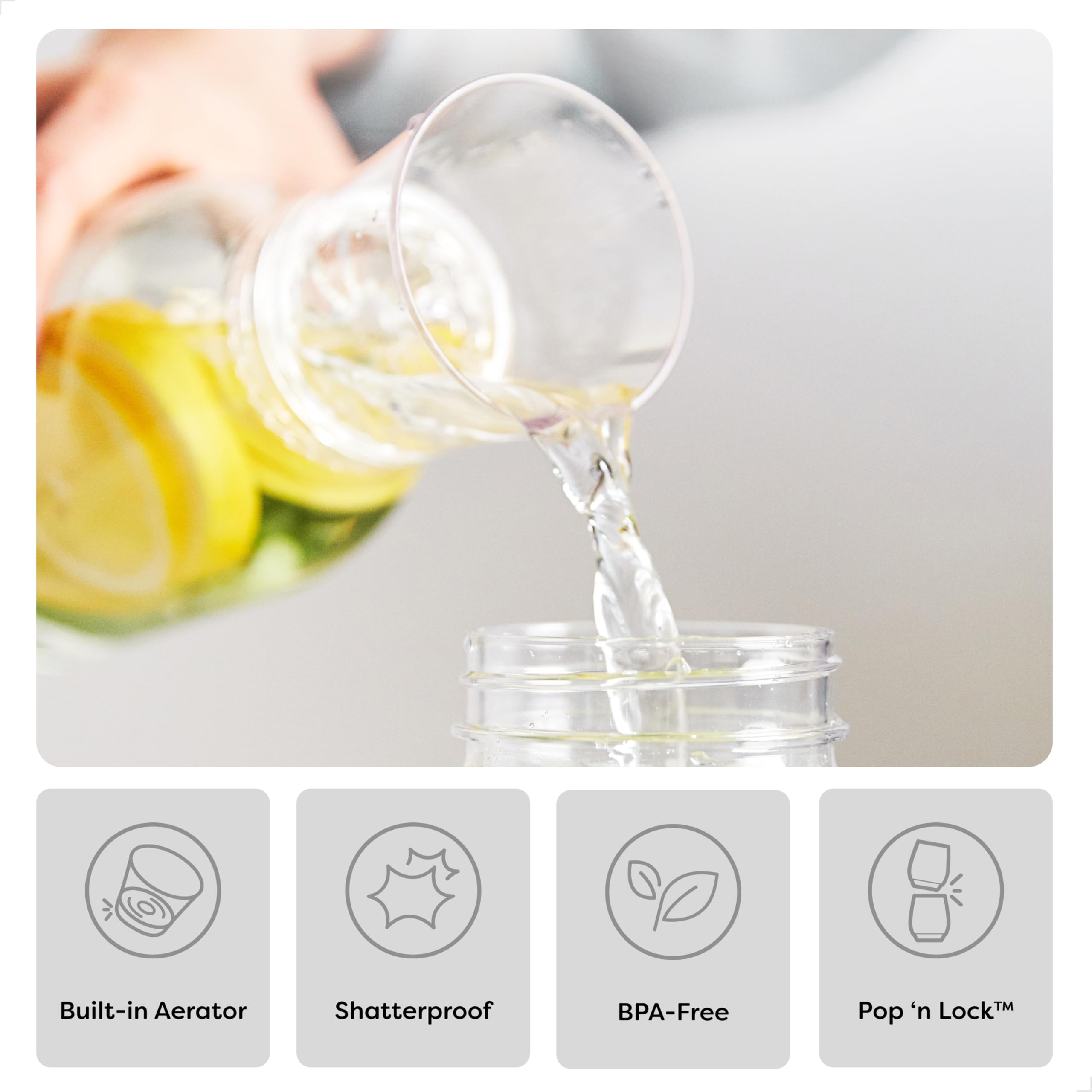 TOSSWARE POP 32oz Carafe, SET OF 72, Recyclable, Unbreakable & Crystal Clear Plastic Drink Pitcher