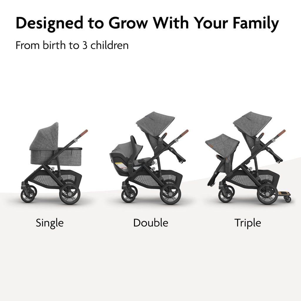 UPPAbaby Vista V3 Convertible Single-to-Double Stroller for Baby & Toddler, 30+ Configurations, Car Seat Compatible, All-Wheel Suspension, XL Basket – Ada (Sandstone Mélange/Carbon Frame)
