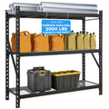 SereneLife Heavy Duty 3-Tier Metal Garage Shelving | 24" x 77" x 72" Extra Wide Adjustable Storage Utility | Freestanding Bulk Storage Rack | Open Wire Mesh Design | 2000 lbs. Capacity