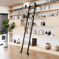 104RDHOUSE 9FT Lightweight Aluminum Rolling Step Ladder 108",Rolling Library Ladder with Wheels,Industrial Sliding Ladder for Home Library,Bookshelf, 4FT Hook Ladder Bookcase Track Kit for Home
