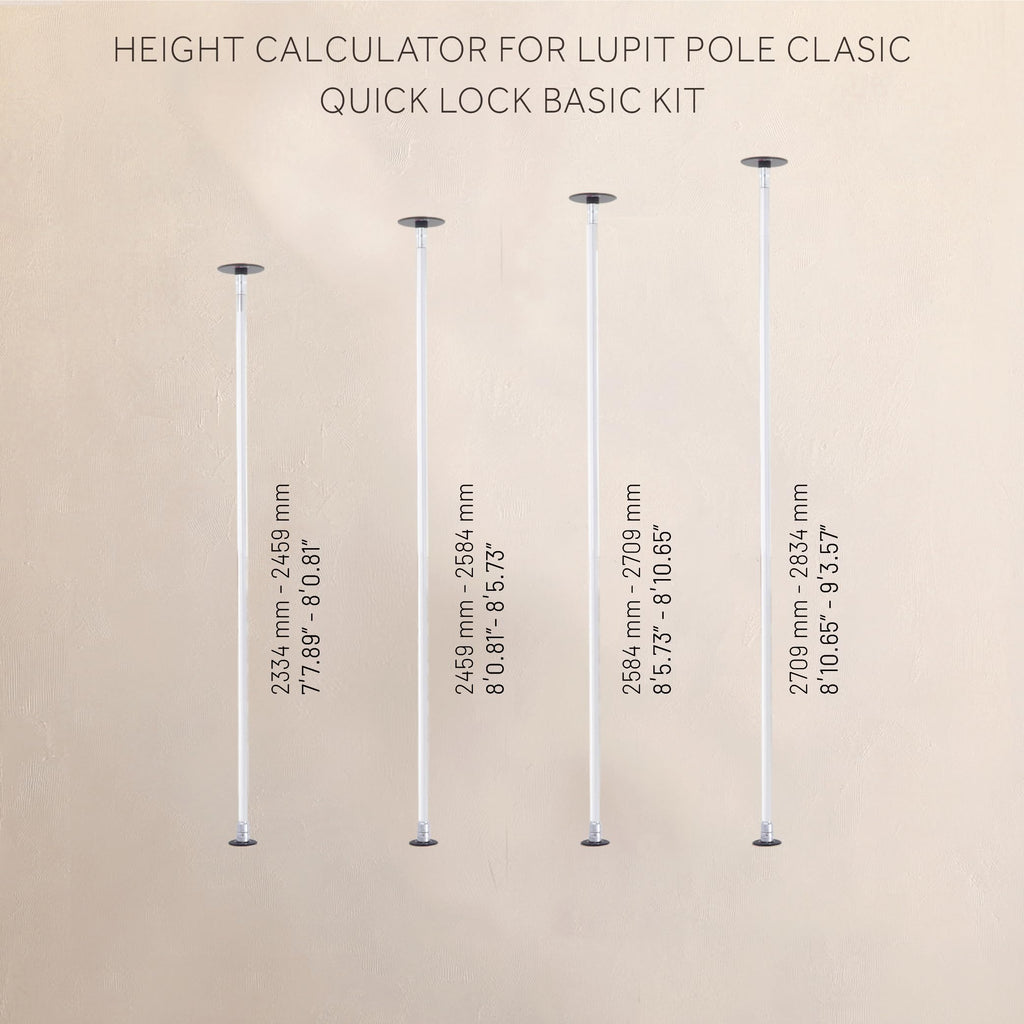 LUPIT POLE Classic G2 Quick Lock - Portable Dance Pole for Home - Spinning & Static Mode - Professional Pole Dancing Pole for Apartment, Club & More - Easy Installation - No Drilling (White, 45 mm)