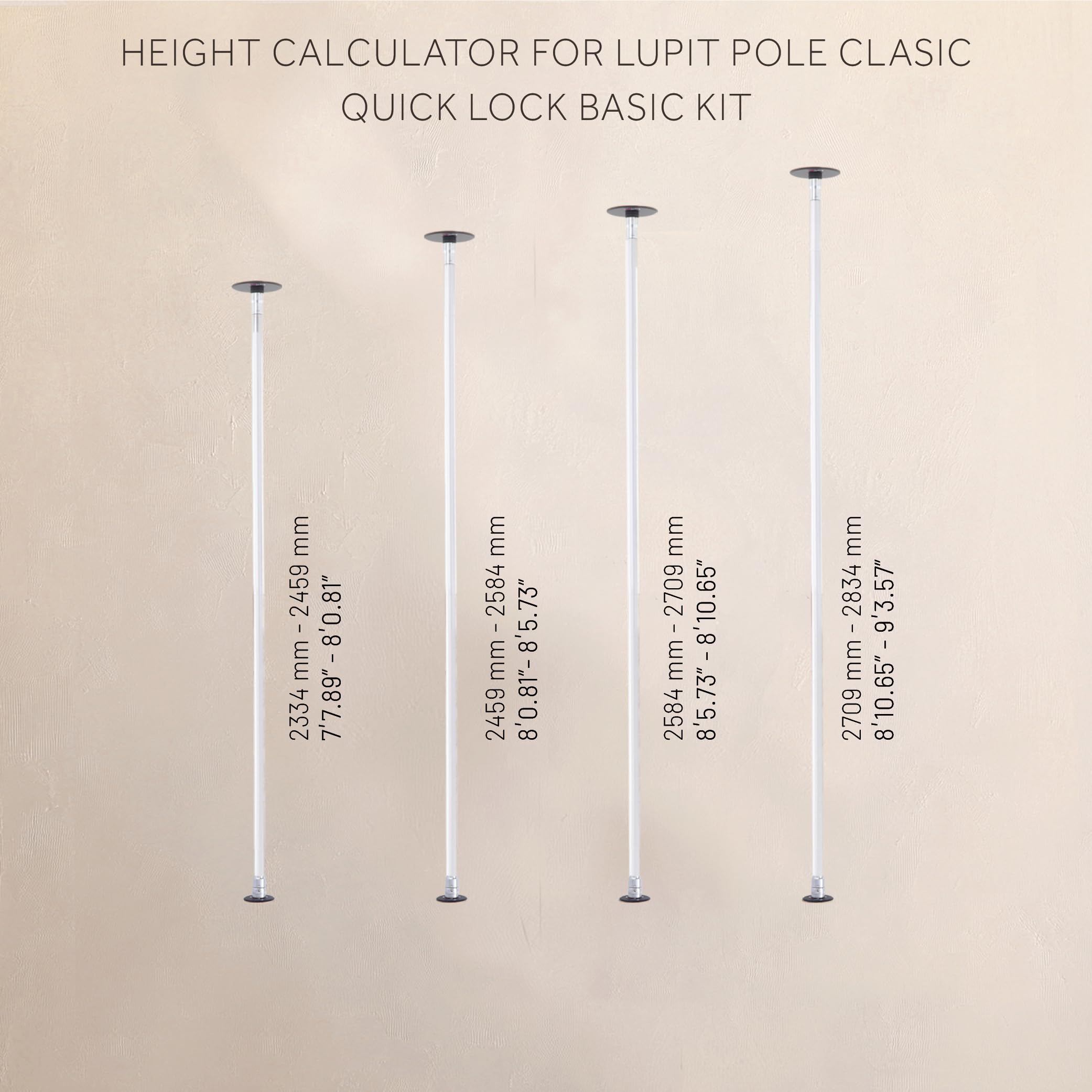 LUPIT POLE Classic G2 Quick Lock - Portable Dance Pole for Home - Spinning & Static Mode - Professional Pole Dancing Pole for Apartment, Club & More - Easy Installation - No Drilling (White, 45 mm)