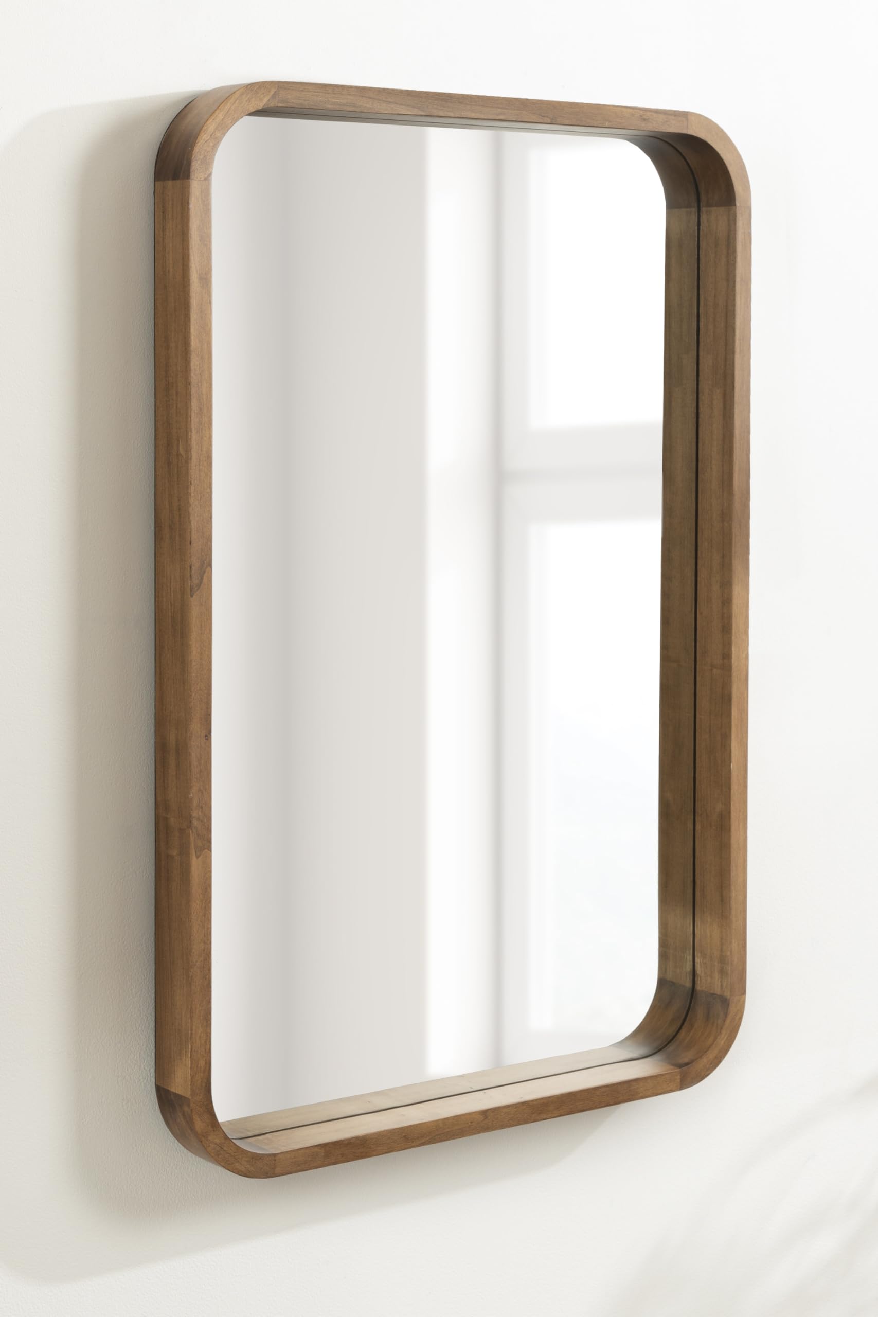 Kate and Laurel Hutton Modern Rounded Rectangle Wall Mirror; 24 x 36; Natural Rustic; Decorative Farmhouse Rectangular Wall Decor for Bathroom Mirror for Over Sink