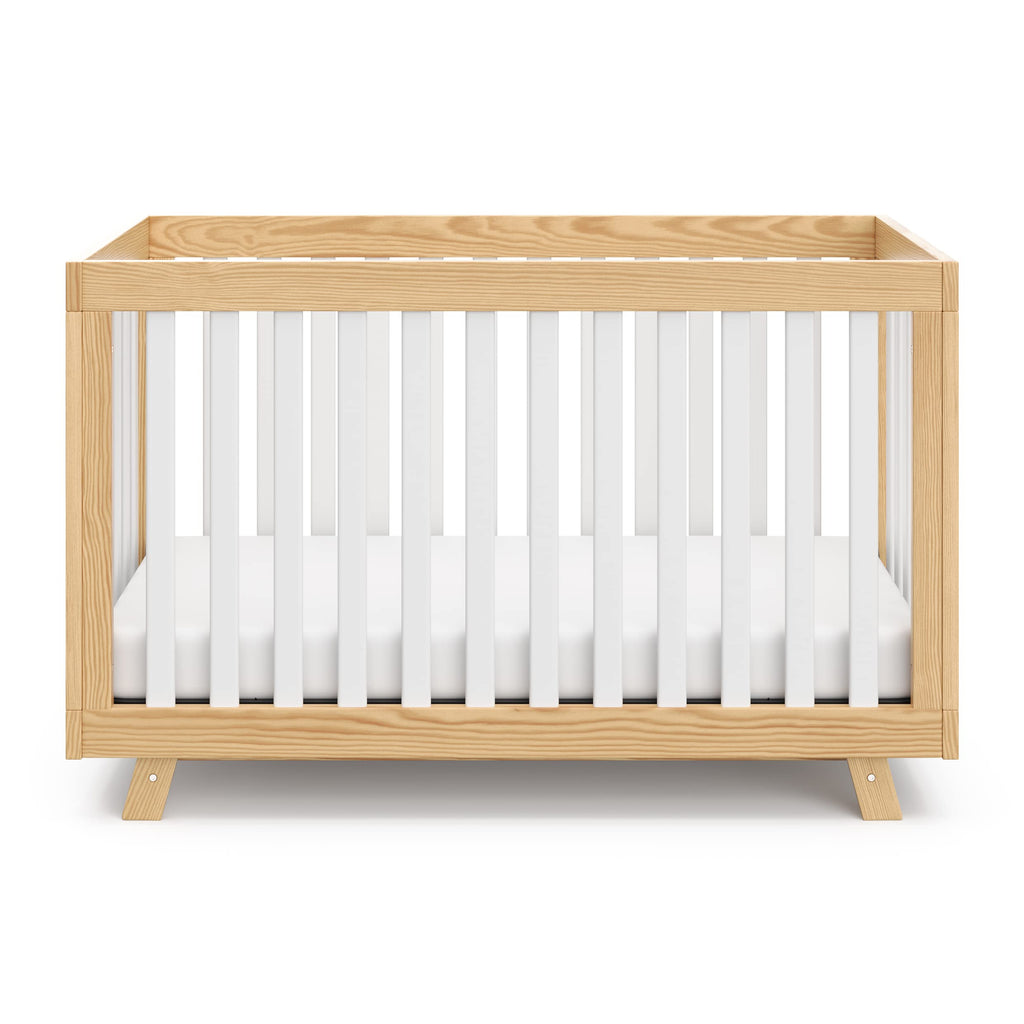 Storkcraft Beckett 3-in-1 Convertible Crib – GREENGUARD Gold Certified, Fits Standard Crib Mattress, Converts to Toddler Bed and Daybed, 4 Mattress Heights, Grow-with-Me Design (Natural and White)