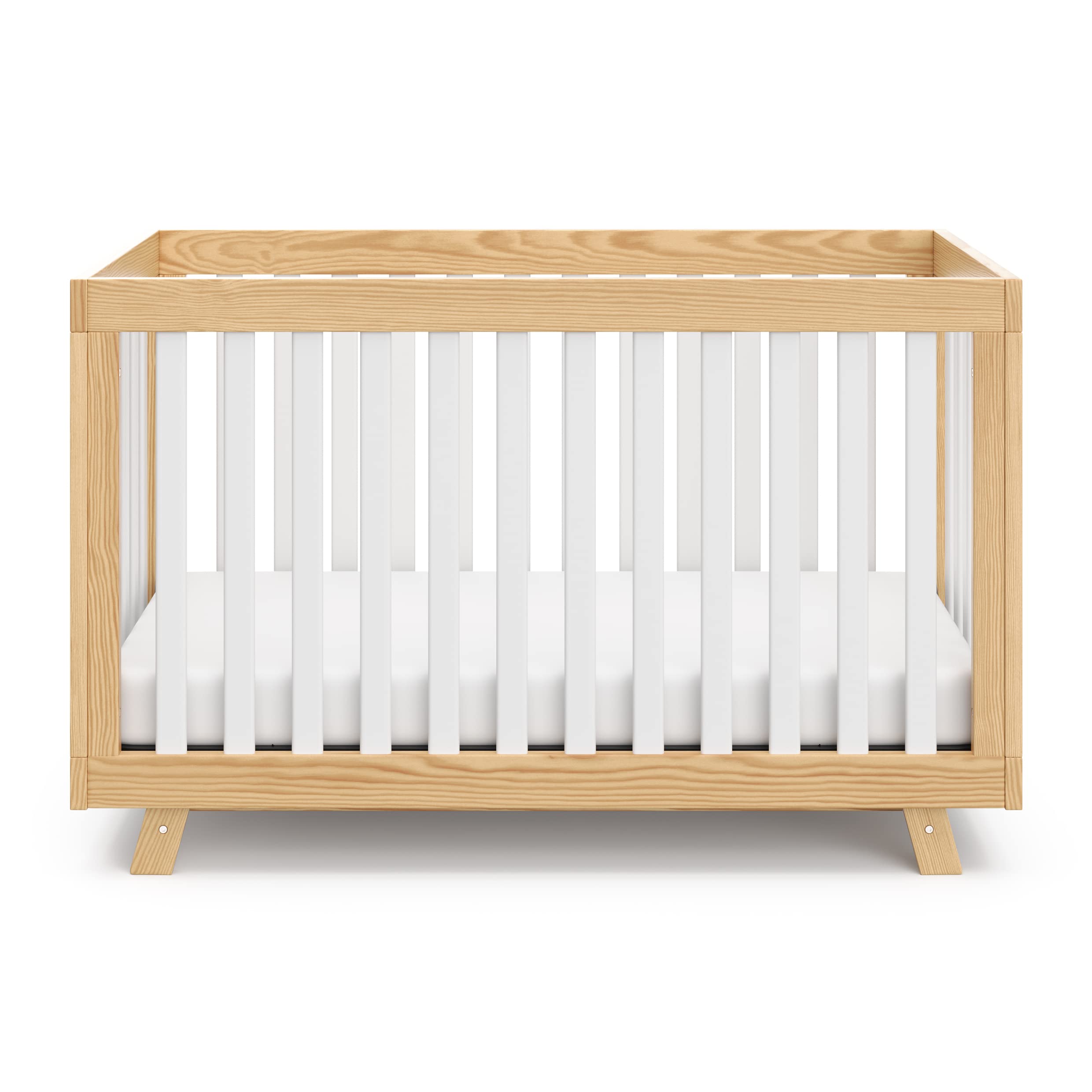 Storkcraft Beckett 3-in-1 Convertible Crib – GREENGUARD Gold Certified, Fits Standard Crib Mattress, Converts to Toddler Bed and Daybed, 4 Mattress Heights, Grow-with-Me Design (Natural and White)