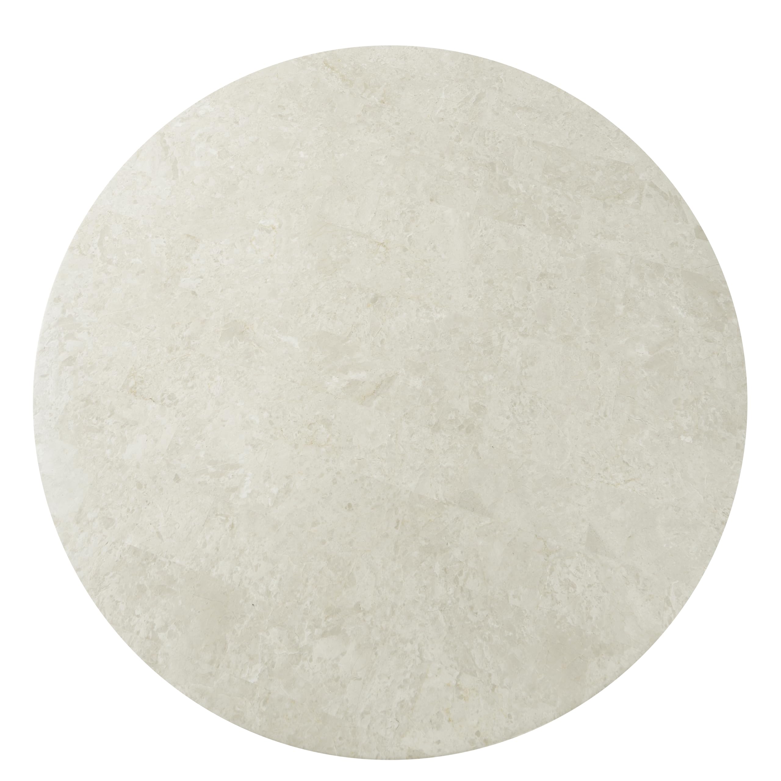 Acme Qwin Marble and Wood Round Coffee Table with Curved Base in Natural Oak